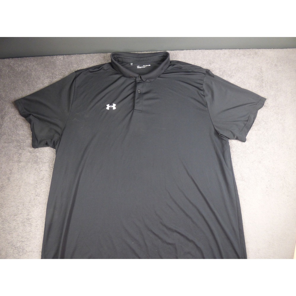Under Armour Mens 5XL Polo Shirt Black Short Sleeve Performance Loose Fit Golf